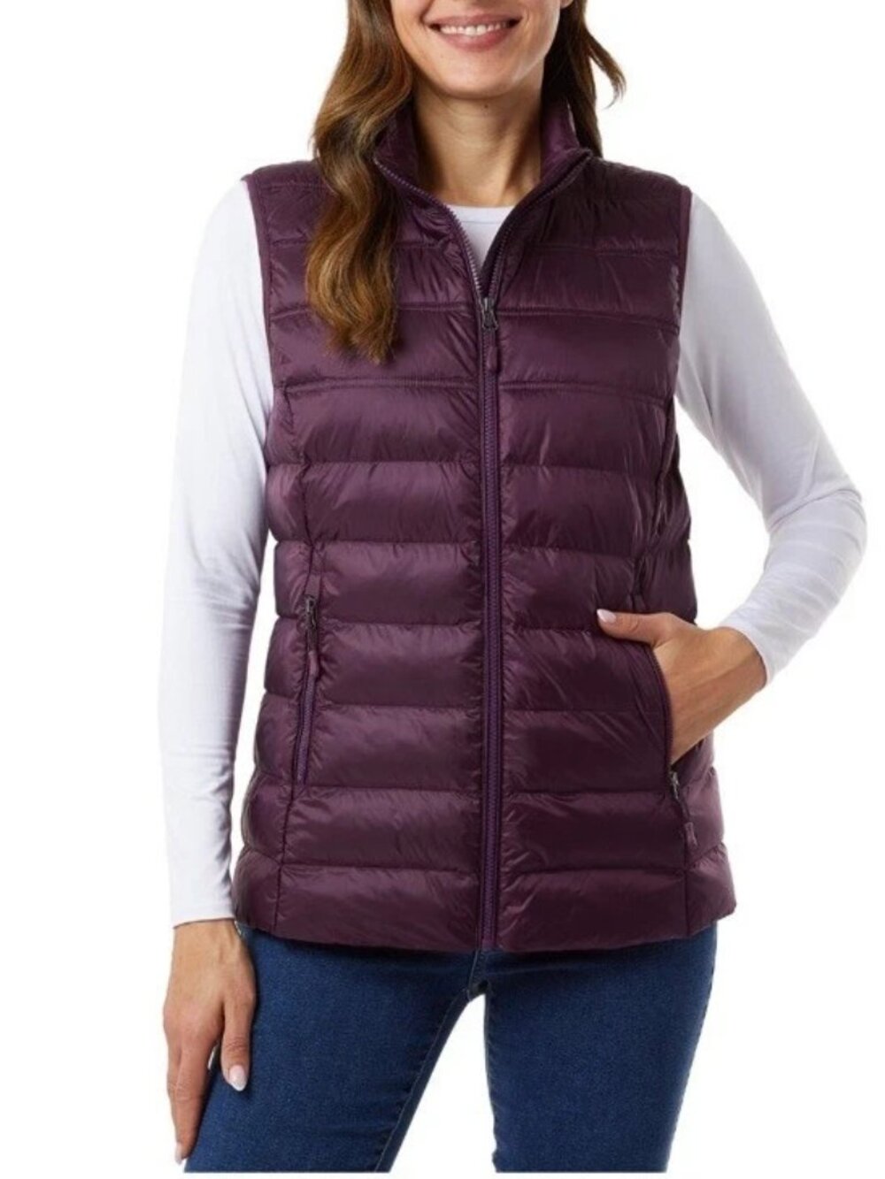 32 Degrees Women's Size 2XL XXL Dark Purple Lightweight Packable Winter Vest NWT
